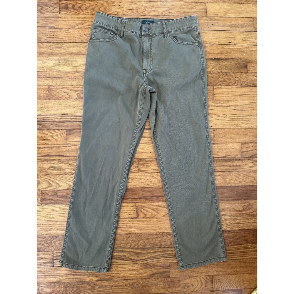 Men's Woolrich Cotton Olive Green Khaki Utility Carpenter Workwear 32/20 Pants - Picture 2 of 11